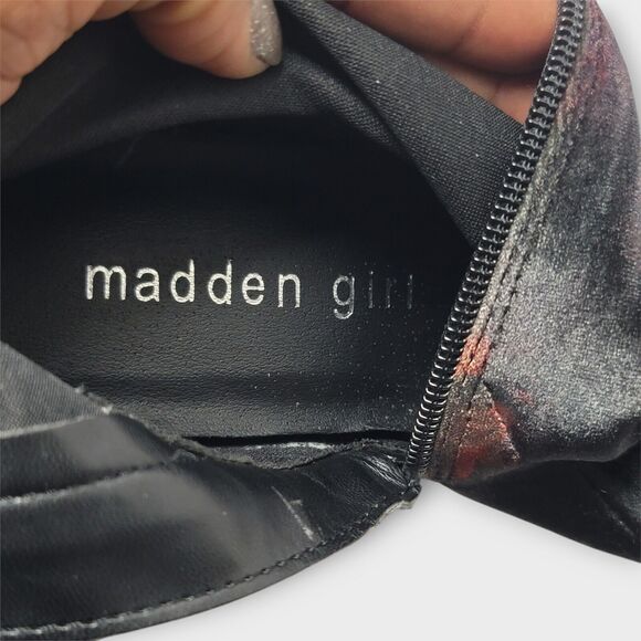 Madden Girl Groupie Black Floral Velvet Over The Knee Platform Heel Boot Size 9 - Picture 10 of 13